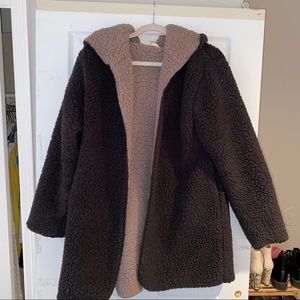 Urban Outfitters Reversible Teddy Bear Coat